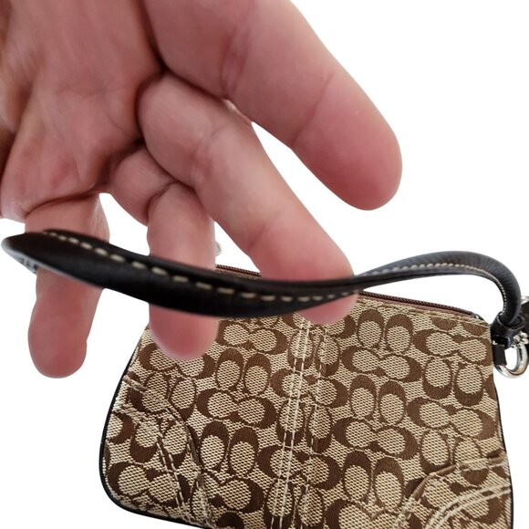 Coach Signature Brown Wristlet/Clutch Bag With Leather Strap - Picture 2 of 7